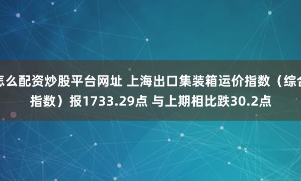 怎么配资炒股平台网址 上海出口集装箱运价指数（综合指数）报1733.29点 与上期相比跌30.2点